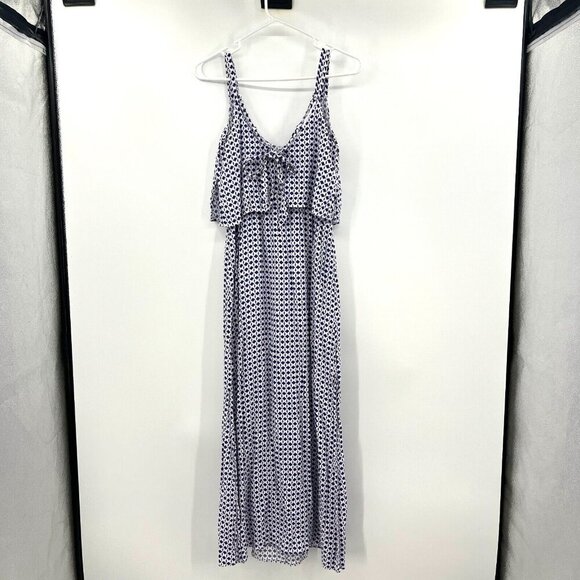 Seed Heritage Blue White Geometric Print Maxi Dress Women's 8 - Picture 5 of 7